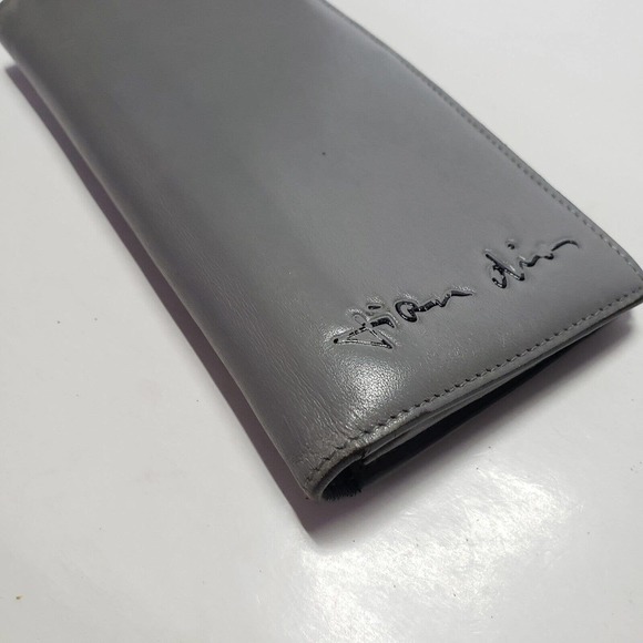 Dior Home Leather Wallet Gray Bifold Long Slim Unisex Checkbook Card Holder Logo - Picture 11 of 12